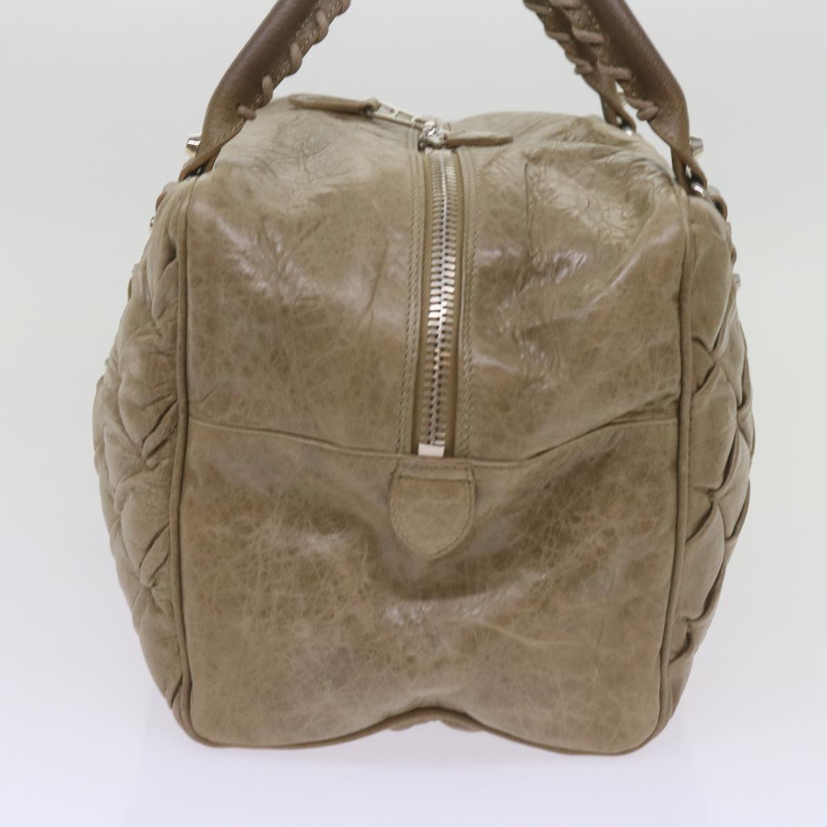BALENCIAGA The Matelasse Hand Bag Leather Beige 168031 Auth ki4268