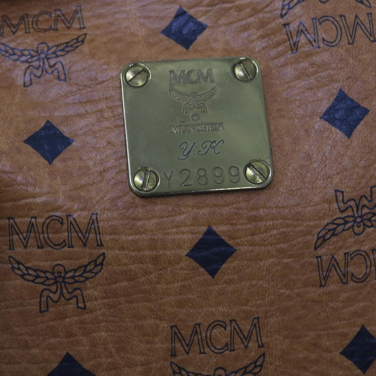 MCM Vicetos Logogram Mini Boston Bag PVC Leather 2way Brown Auth ki4271