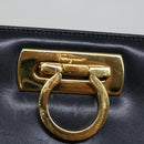 Salvatore Ferragamo Gancini Chain Shoulder Bag Leather Black Auth ki4289-9