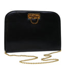 Salvatore Ferragamo Gancini Chain Shoulder Bag Leather Black Auth ki4289-1