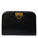 Salvatore Ferragamo Gancini Chain Shoulder Bag Leather Black Auth ki4289-13