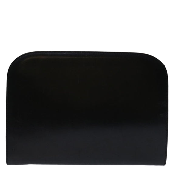 Salvatore Ferragamo Gancini Chain Shoulder Bag Leather Black Auth ki4289