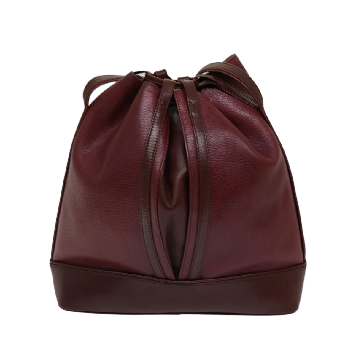 CARTIER Shoulder Bag Leather Bordeaux Auth ki4290 - 0