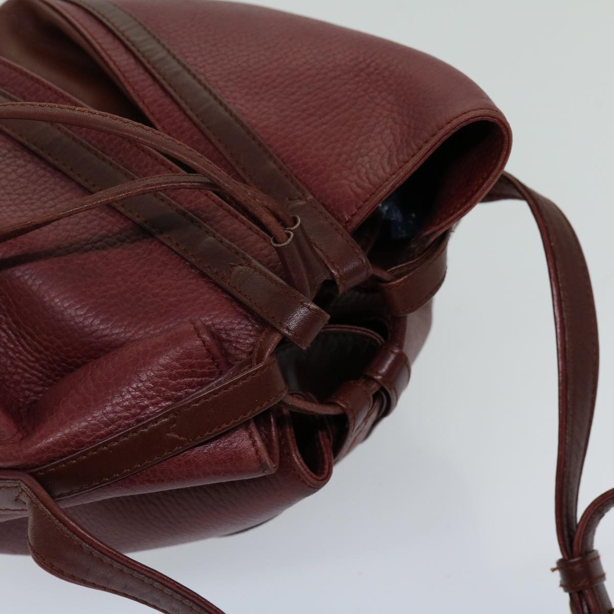 CARTIER Shoulder Bag Leather Bordeaux Auth ki4290