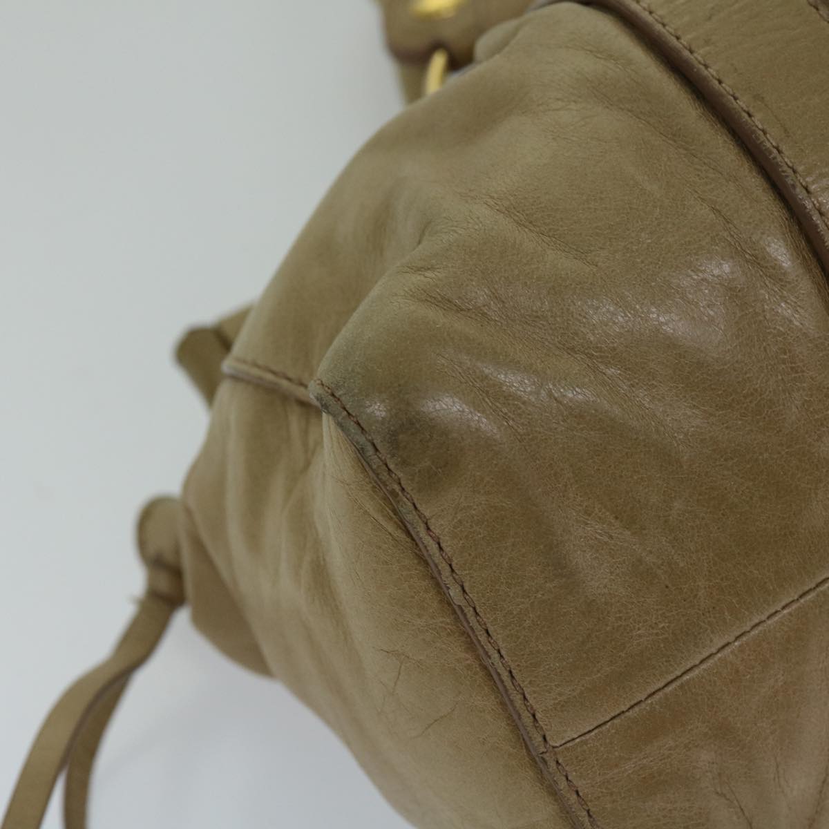 Miu Miu Shoulder Bag Leather 2way Beige Auth ki4297
