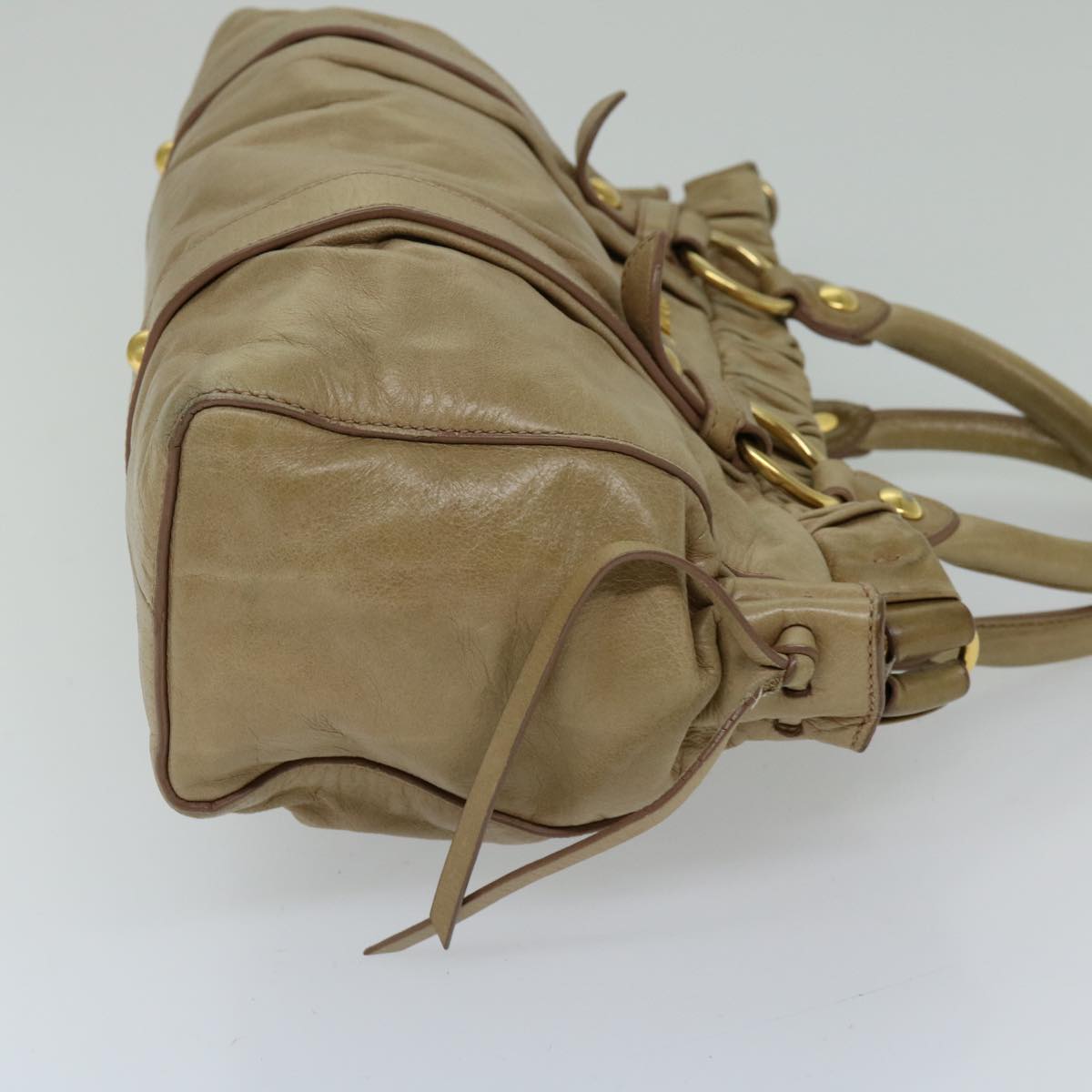Miu Miu Shoulder Bag Leather 2way Beige Auth ki4297