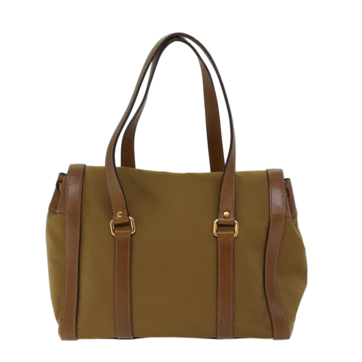 PRADA Shoulder Bag Nylon Leather Brown Auth ki4307 - 0