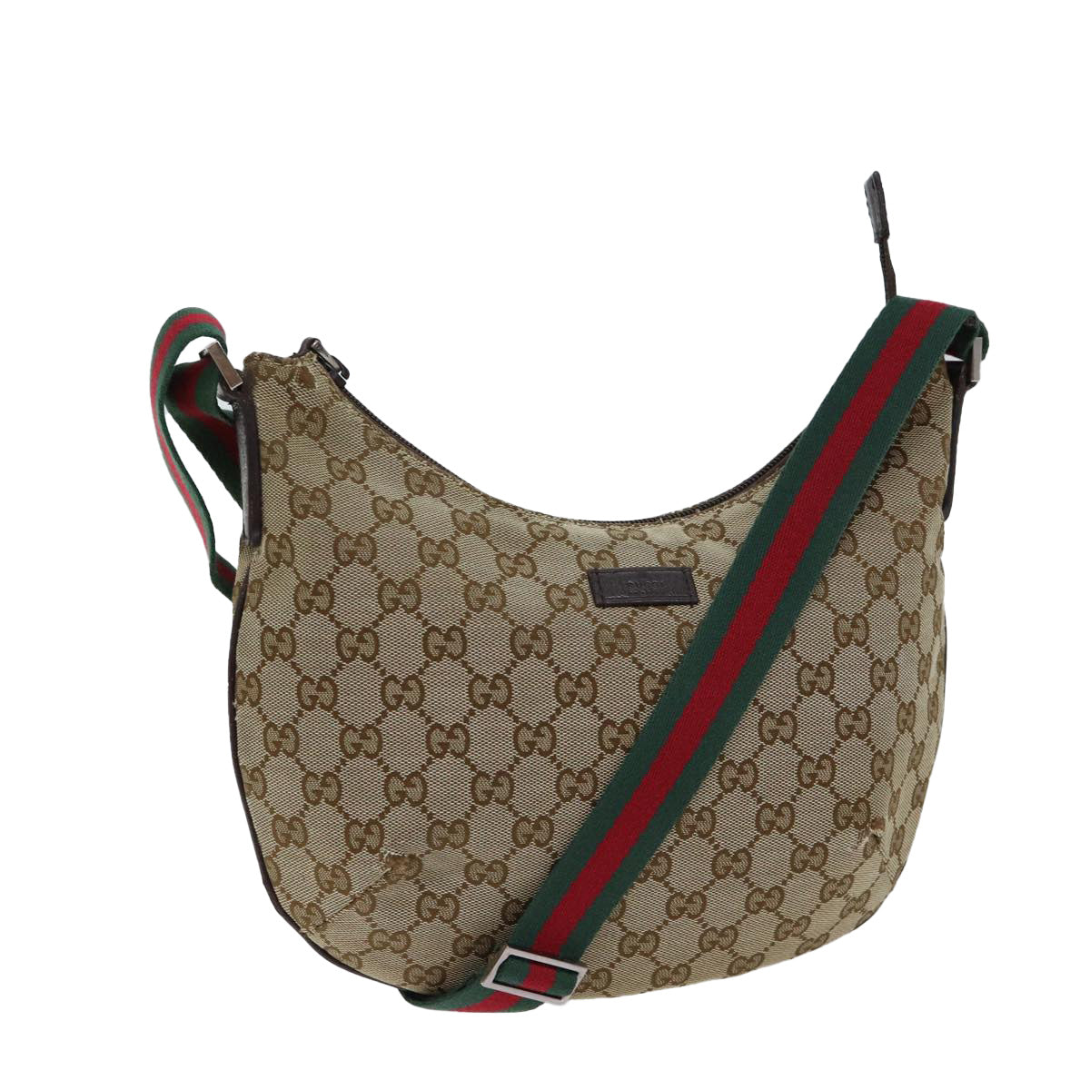 GUCCI GG Canvas Web Sherry Line Shoulder Bag Beige Red Green 192756 Auth ki4312