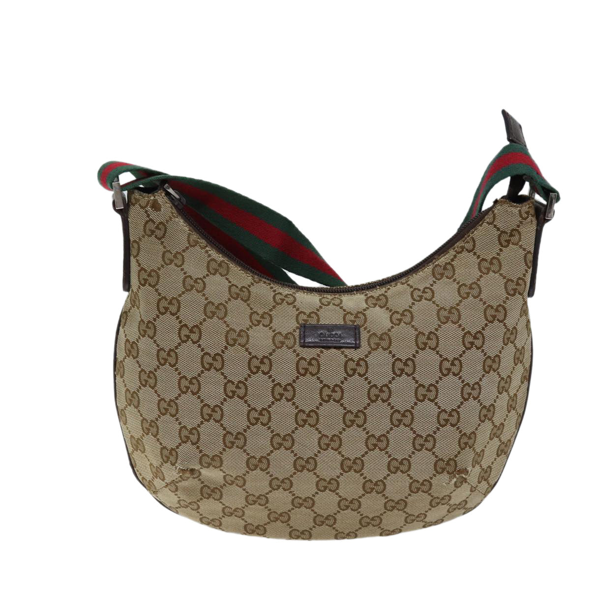 GUCCI GG Canvas Web Sherry Line Shoulder Bag Beige Red Green 192756 Auth ki4312