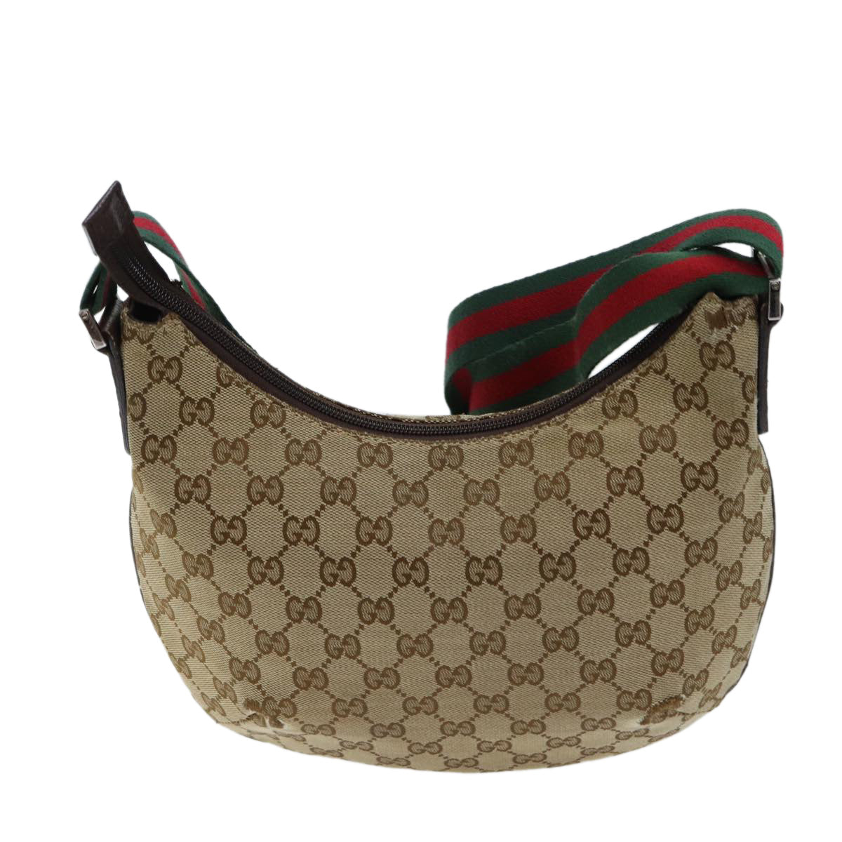 GUCCI GG Canvas Web Sherry Line Shoulder Bag Beige Red Green 192756 Auth ki4312 - 0