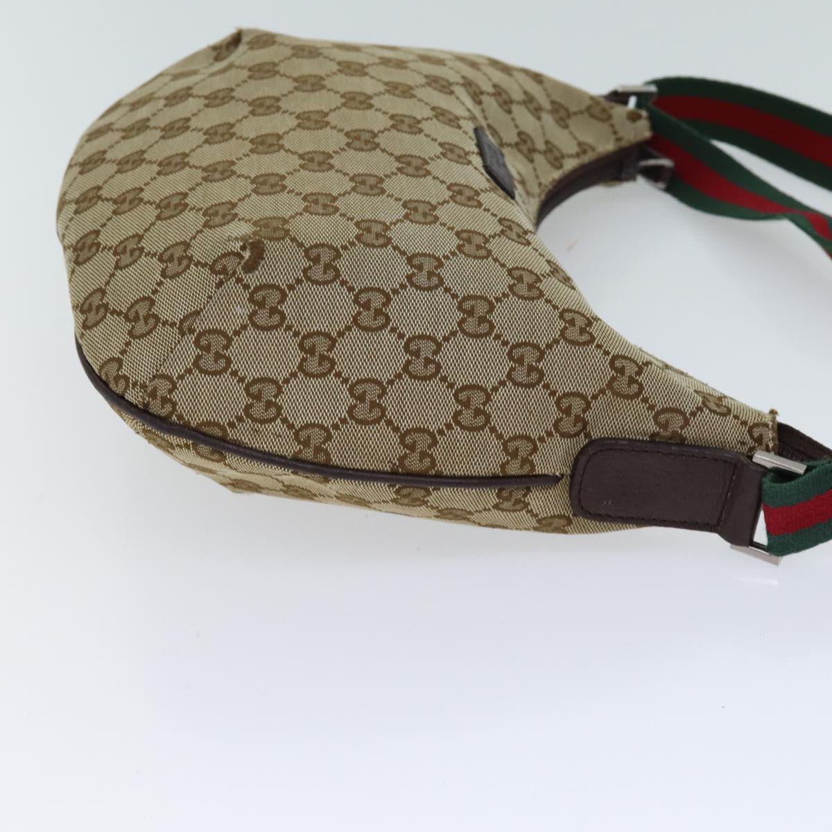 GUCCI GG Canvas Web Sherry Line Shoulder Bag Beige Red Green 192756 Auth ki4312