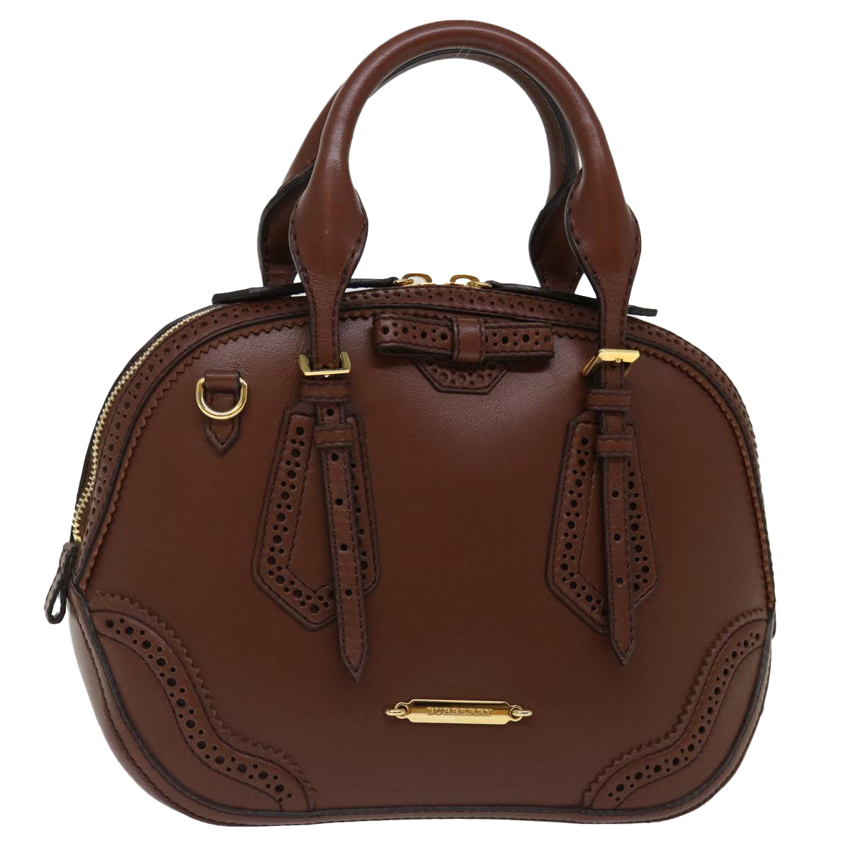 BURBERRY Hand Bag Leather 2way Brown Auth ki4317A