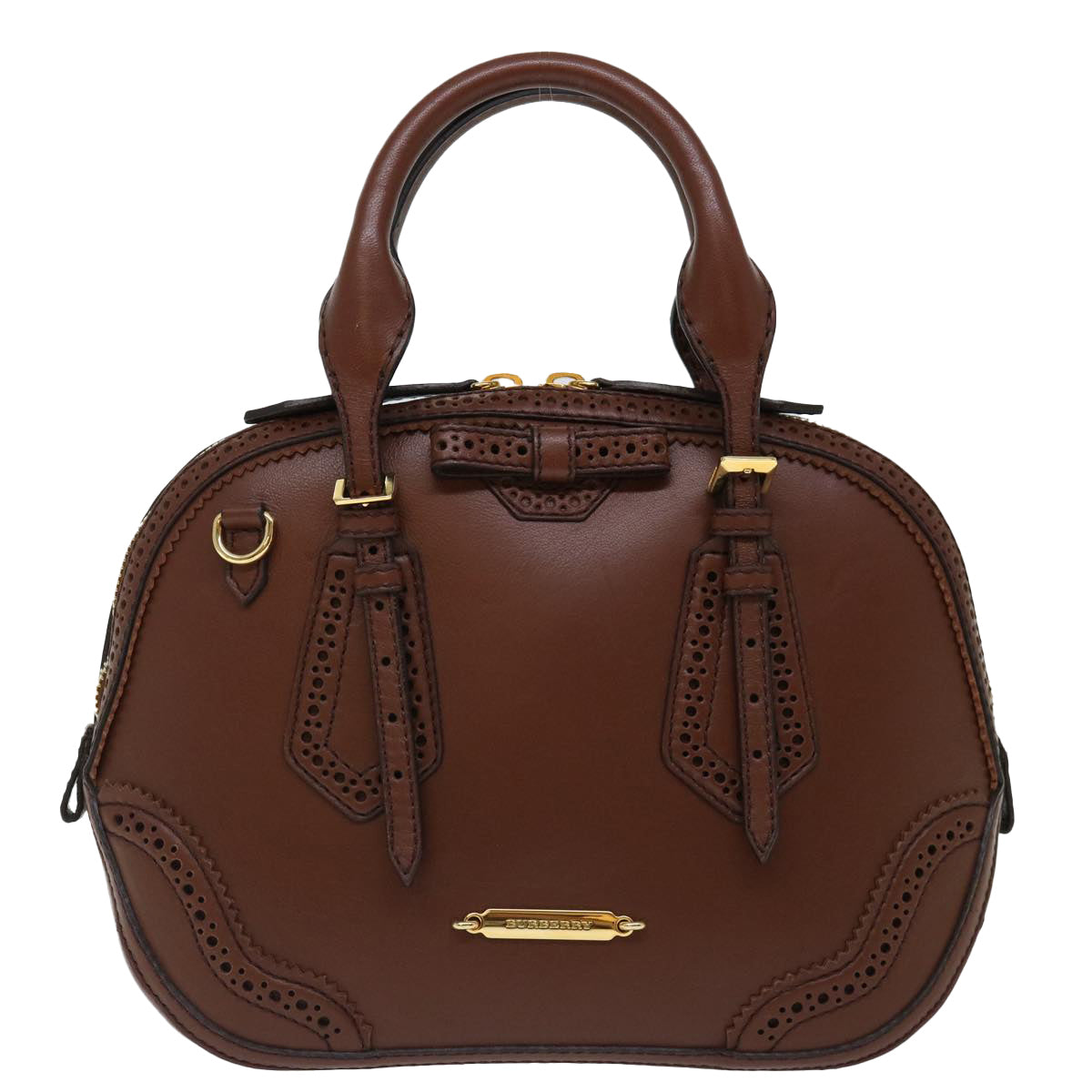 BURBERRY Hand Bag Leather 2way Brown Auth ki4317A