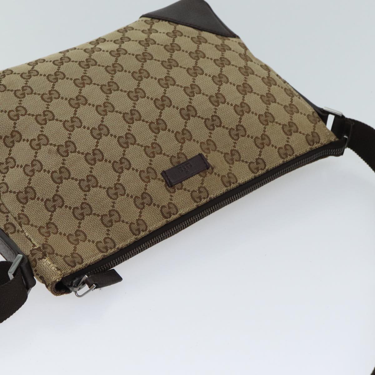 GUCCI GG Canvas Shoulder Bag Beige 114273 Auth ki4321