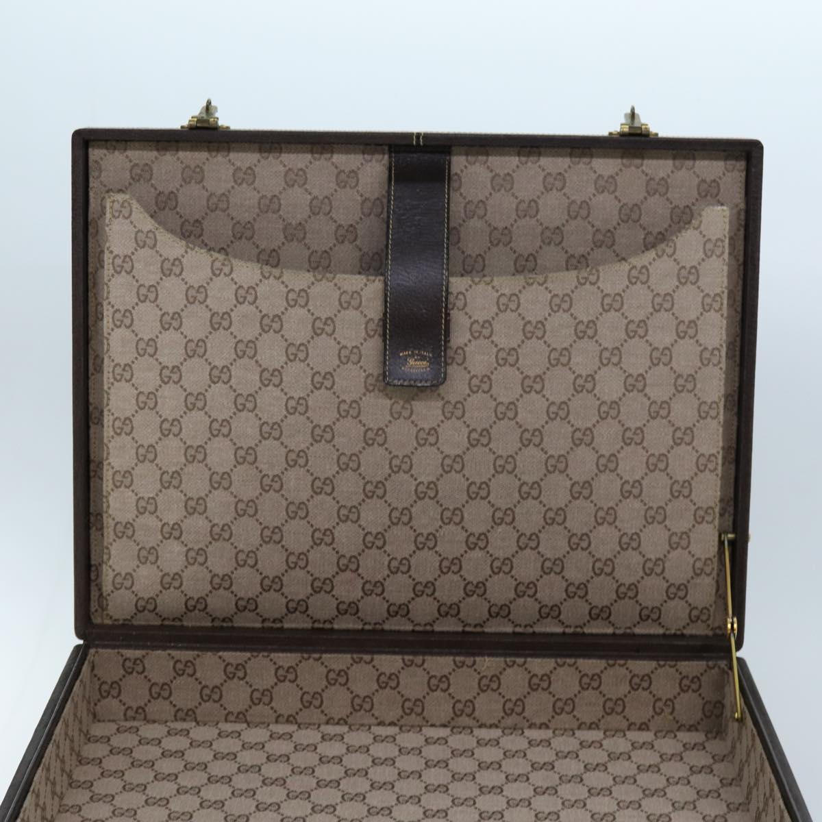 GUCCI Horsebit Old Gucci Briefcase Leather Red Green Brown Auth ki4323