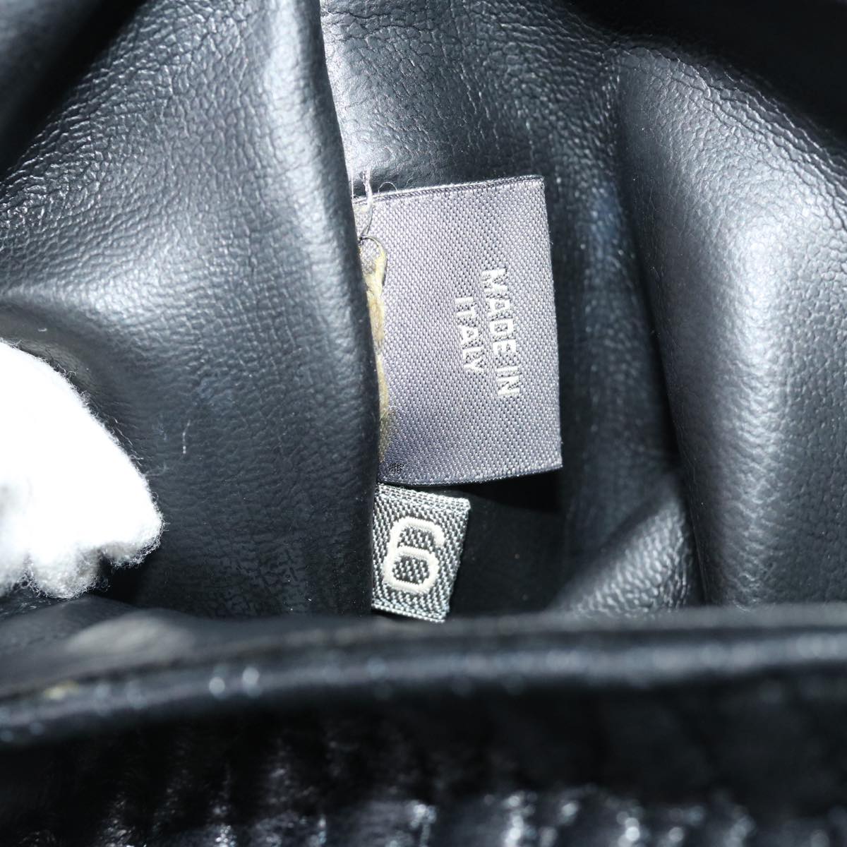 BALLY Matelasse Hand Bag Leather Black Auth ki4333