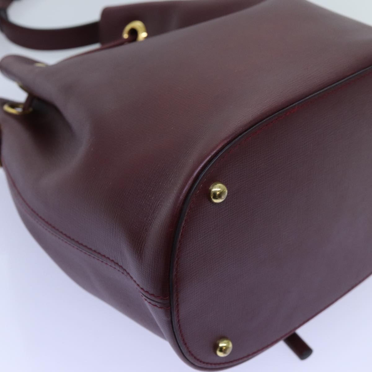 CARTIER Shoulder Bag Leather Bordeaux Auth ki4341