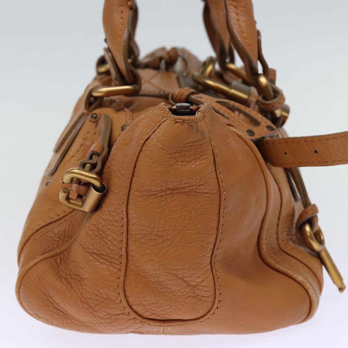 Chloe Paddington Shoulder Bag Leather Brown Auth ki4344
