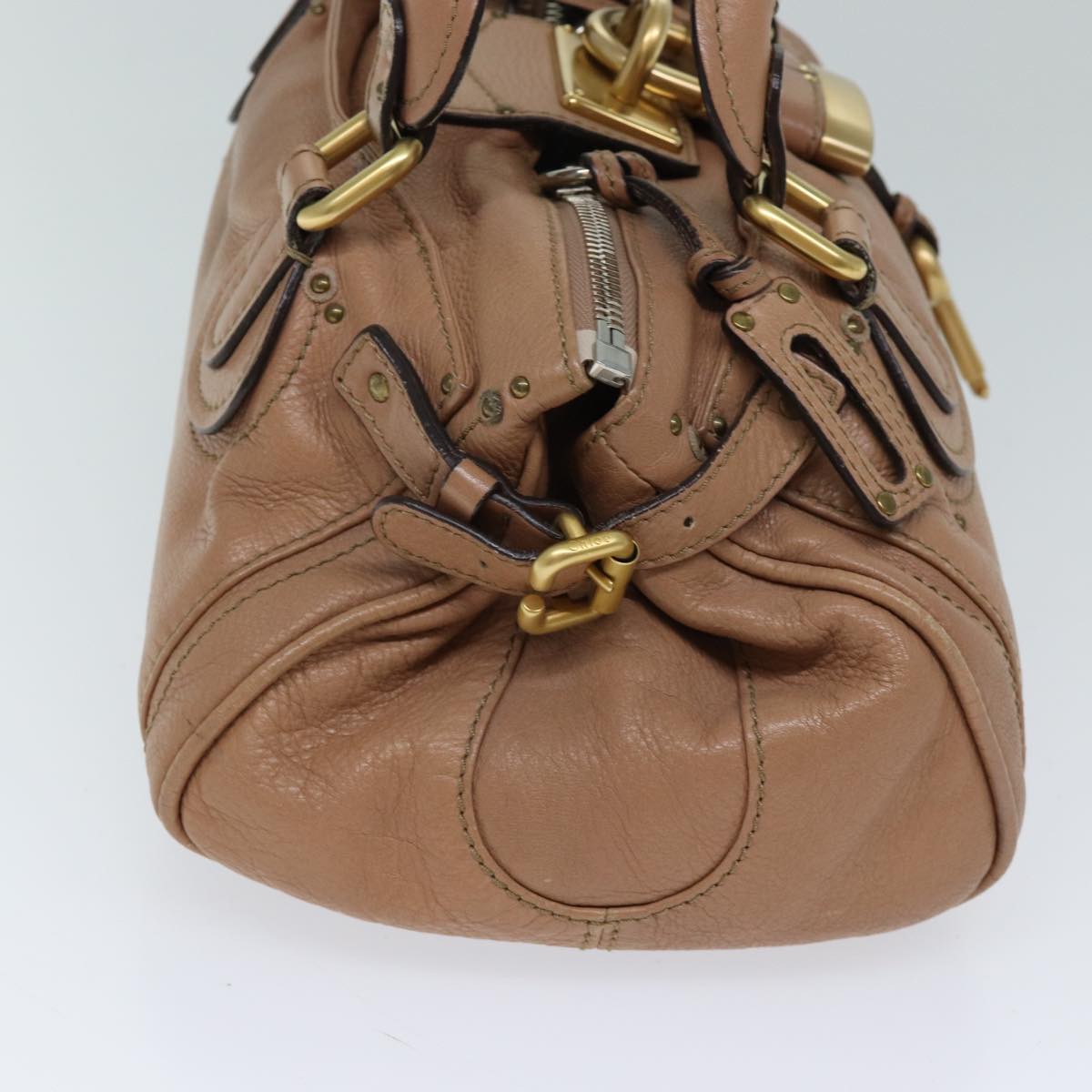 Chloe Paddington Hand Bag Leather Beige Auth ki4345