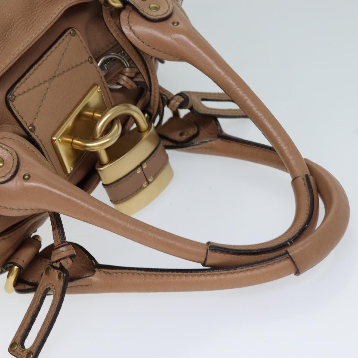 Chloe Paddington Hand Bag Leather Beige Auth ki4345