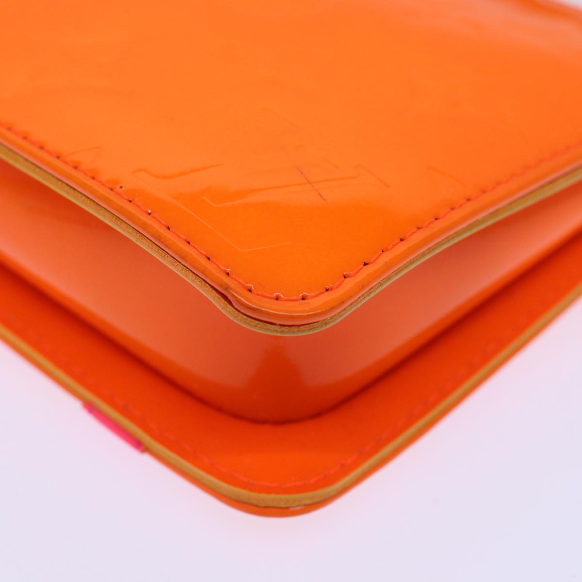 LOUIS VUITTON Vernis Fluo Lexington Accessory Pouch Orange M91907 LV Auth ki4354