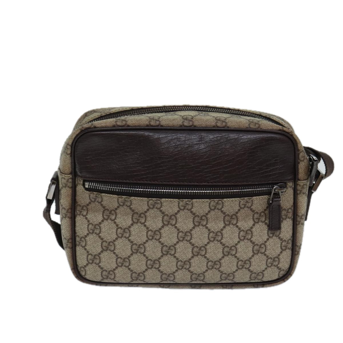 GUCCI GG Supreme Shoulder Bag PVC Beige 114291 Auth ki4360