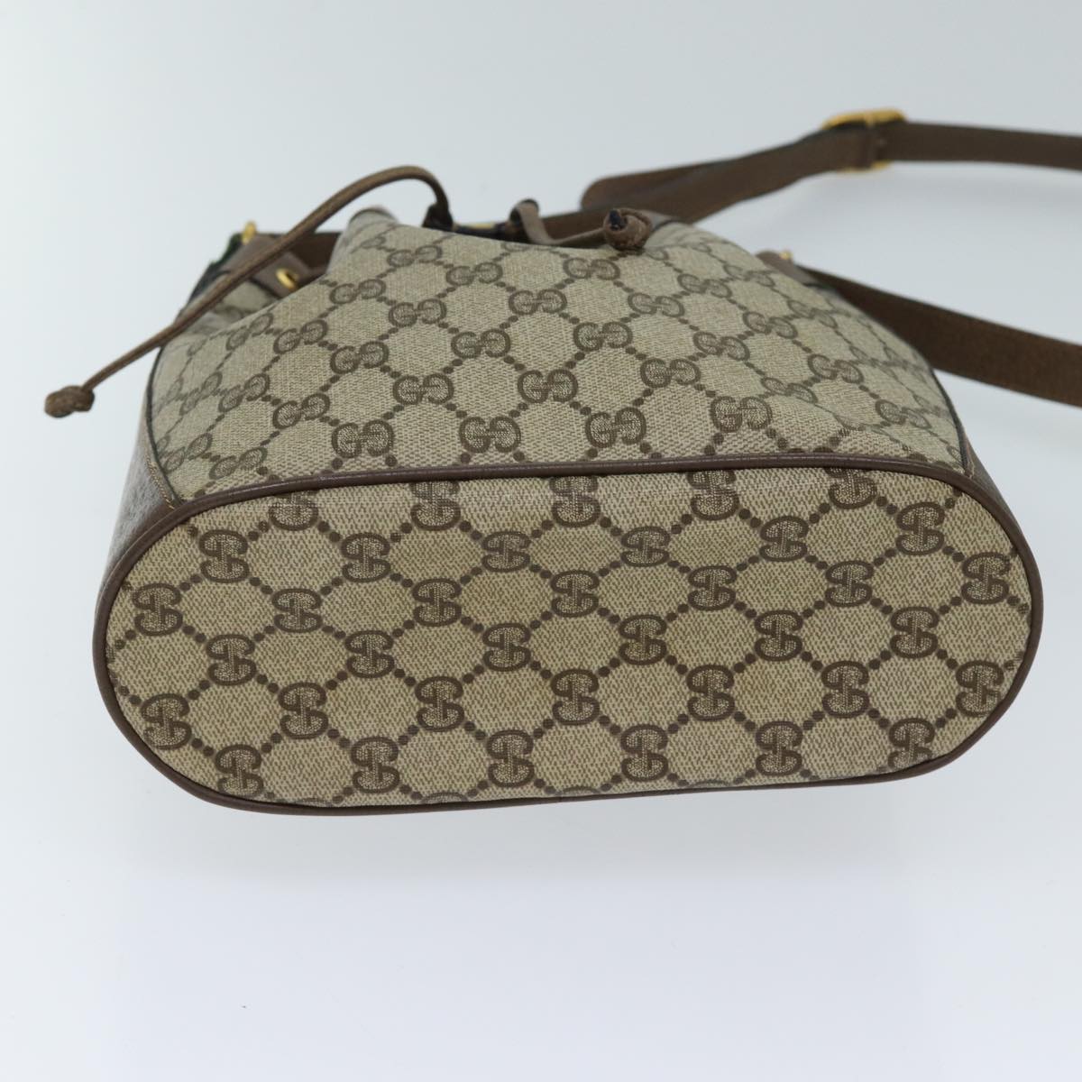 GUCCI GG Supreme Web Sherry Line Shoulder Bag Beige Red 41 02 034 Auth ki4374