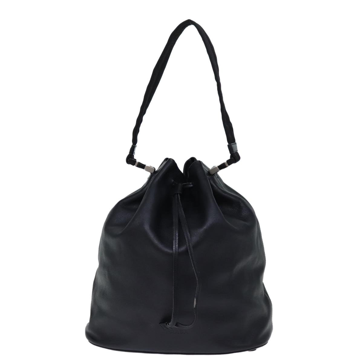 PRADA Shoulder Bag Leather Black Auth ki4379