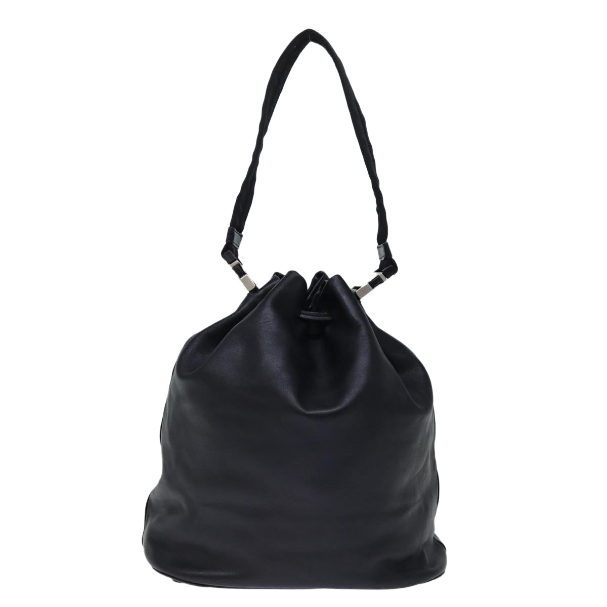 PRADA Shoulder Bag Leather Black Auth ki4379