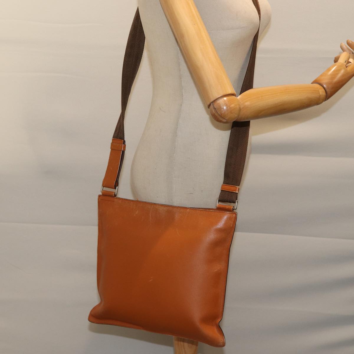 PRADA Shoulder Bag Leather Brown Auth ki4380