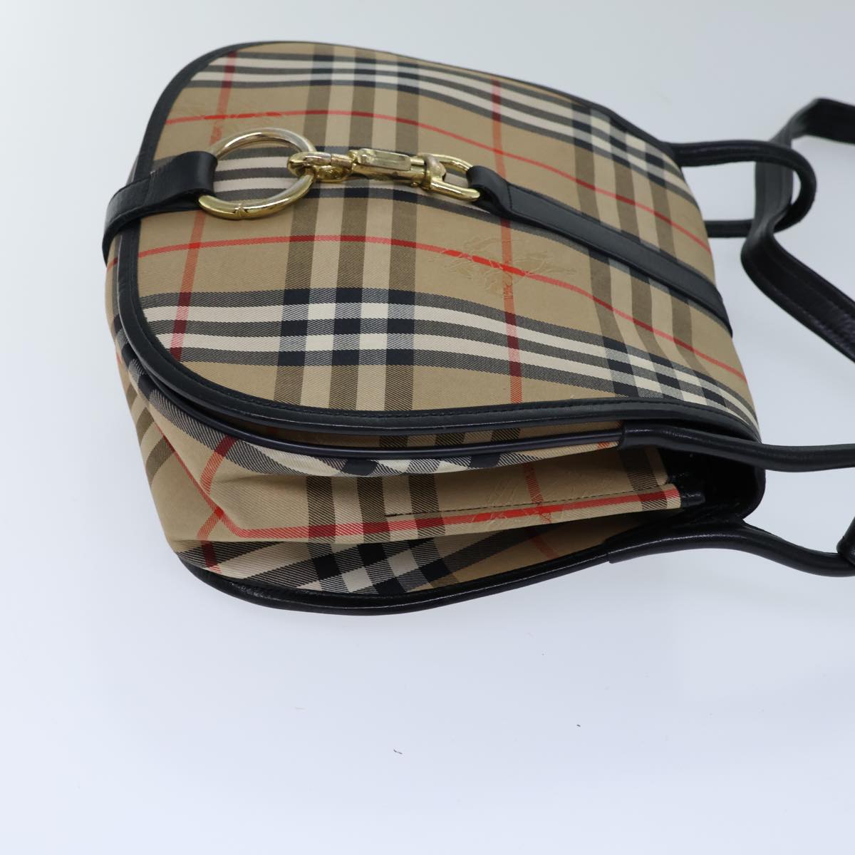 Burberrys Nova Check Shoulder Bag Canvas Beige Auth ki4382