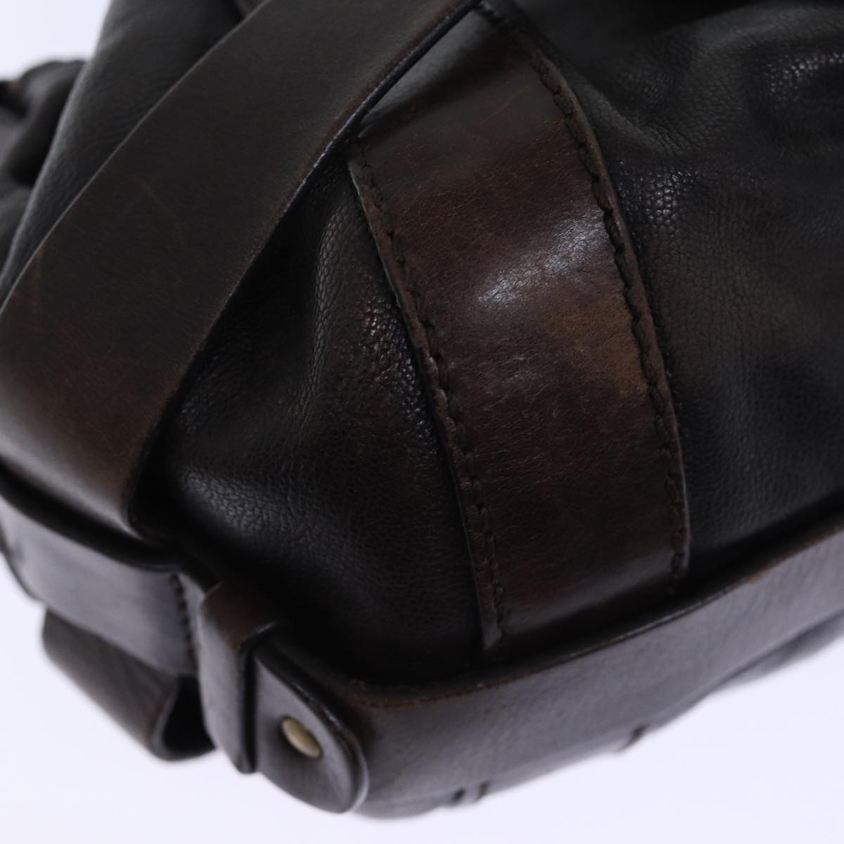 Chloe Kerala Hand Bag Leather Dark Brown Auth ki4385