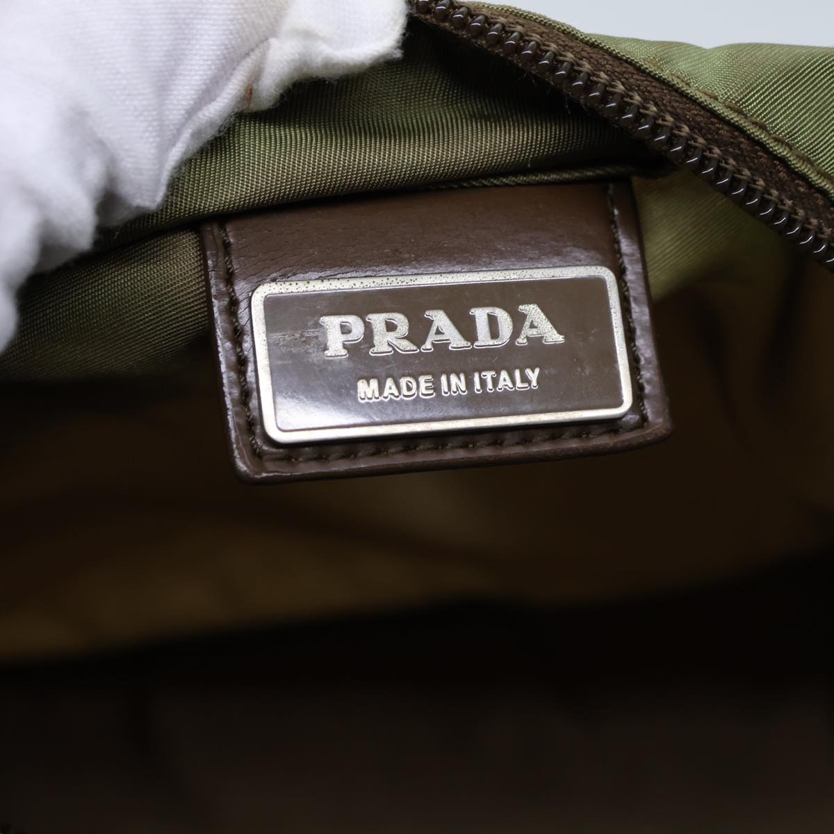 PRADA Shoulder Bag Nylon Khaki Auth ki4387