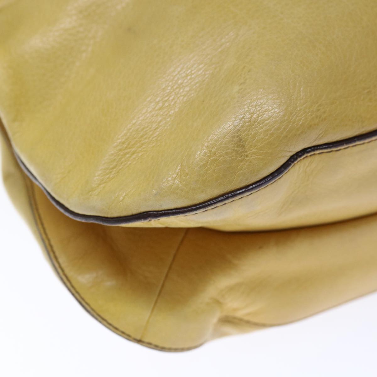 PRADA Shoulder Bag Leather Yellow Auth ki4389