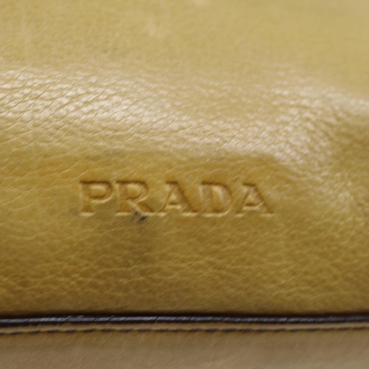 PRADA Shoulder Bag Leather Yellow Auth ki4389