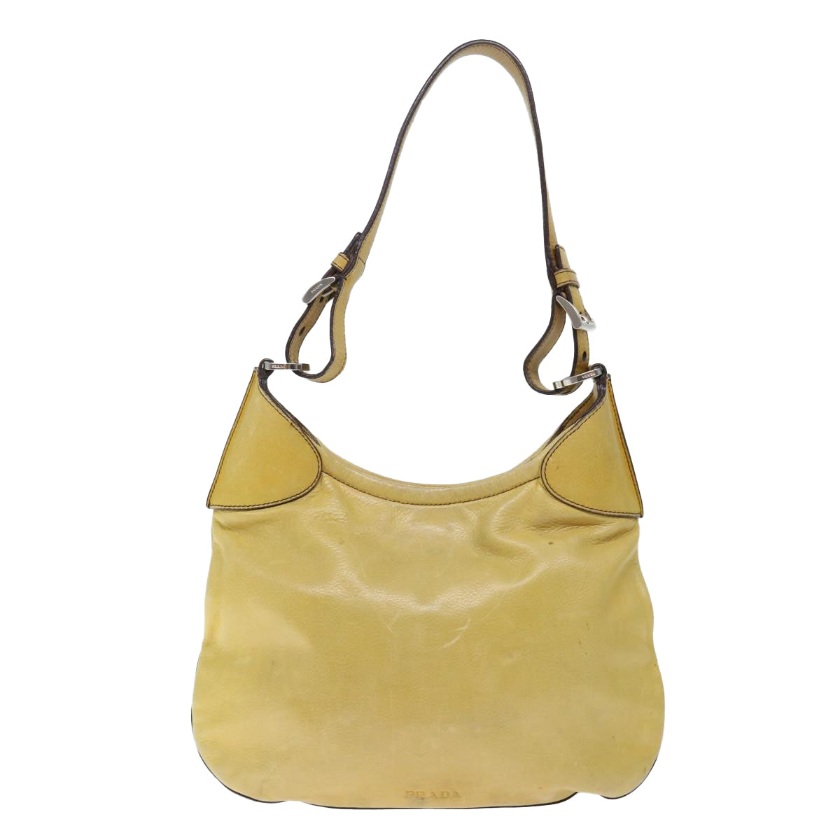 PRADA Shoulder Bag Leather Yellow Auth ki4389