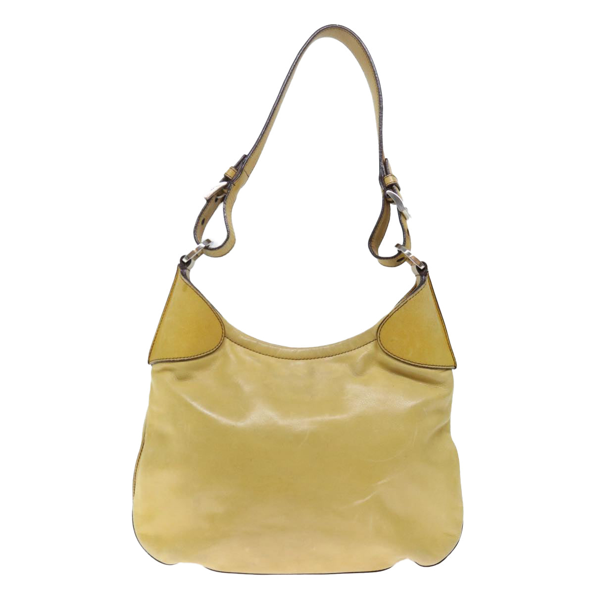 PRADA Shoulder Bag Leather Yellow Auth ki4389