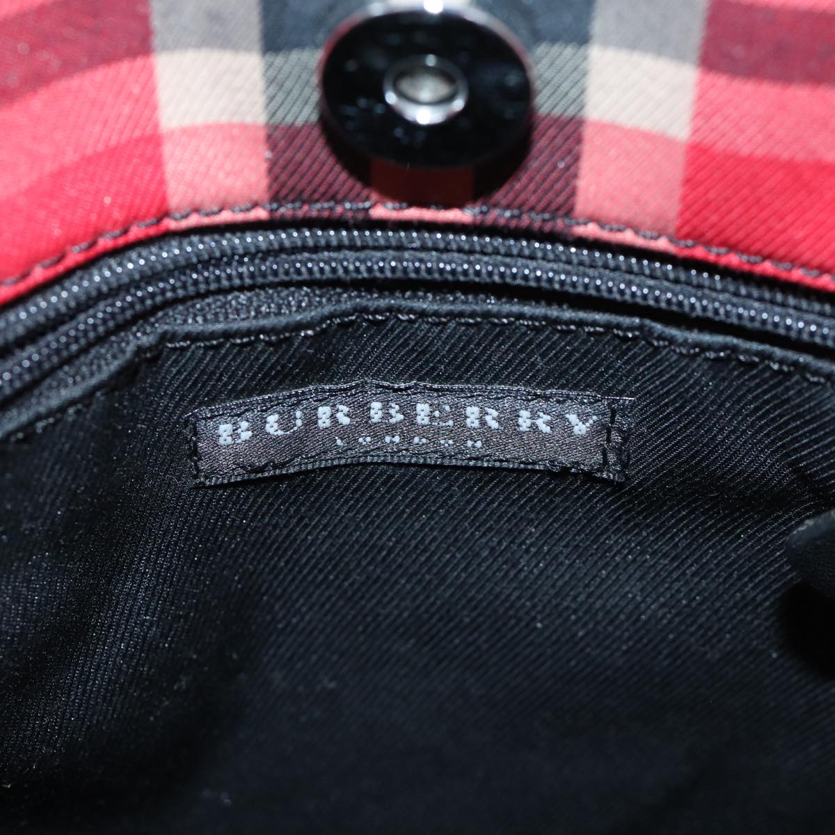 BURBERRY Nova Check Hand Bag Canvas Red Black Auth ki4392