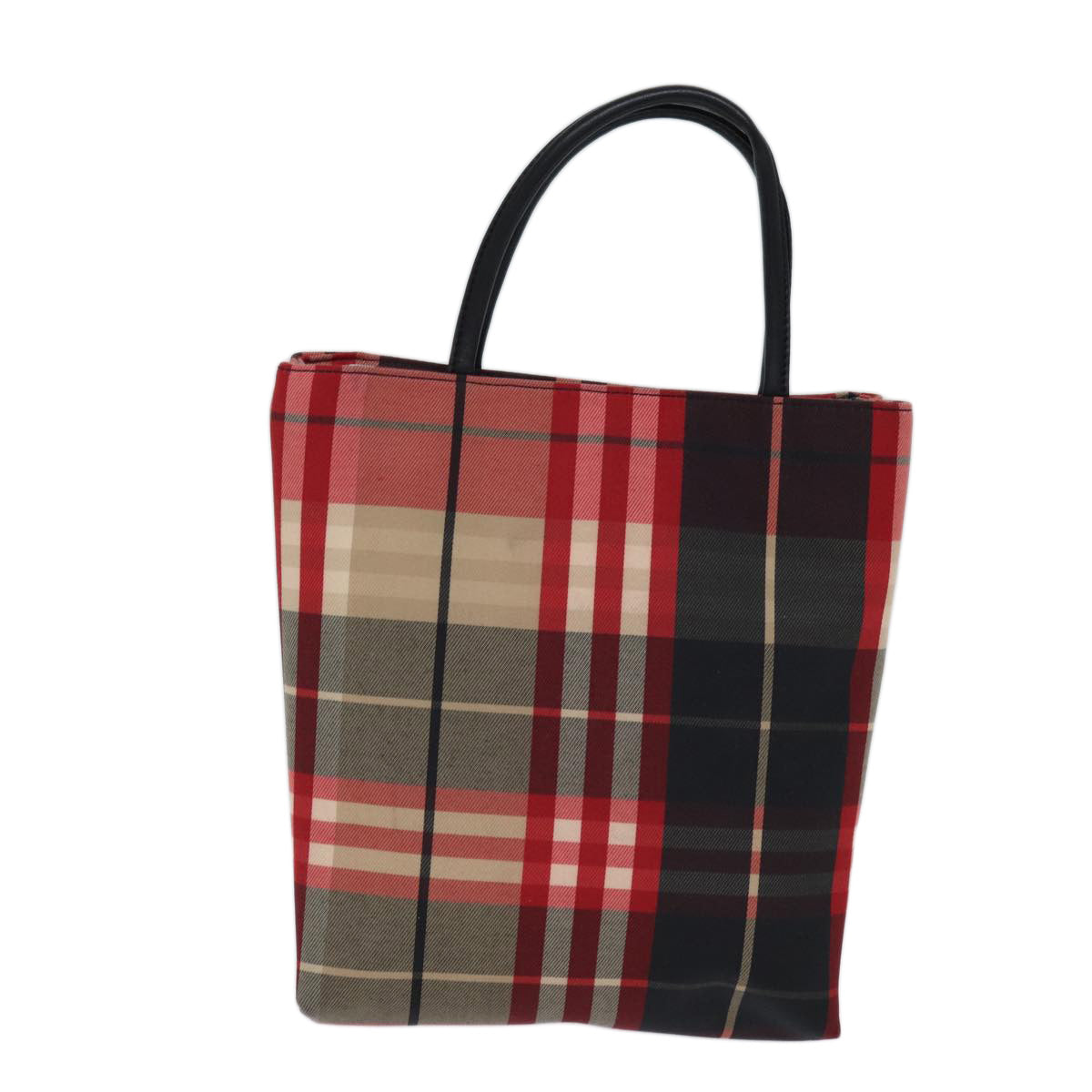 BURBERRY Nova Check Hand Bag Canvas Red Black Auth ki4392