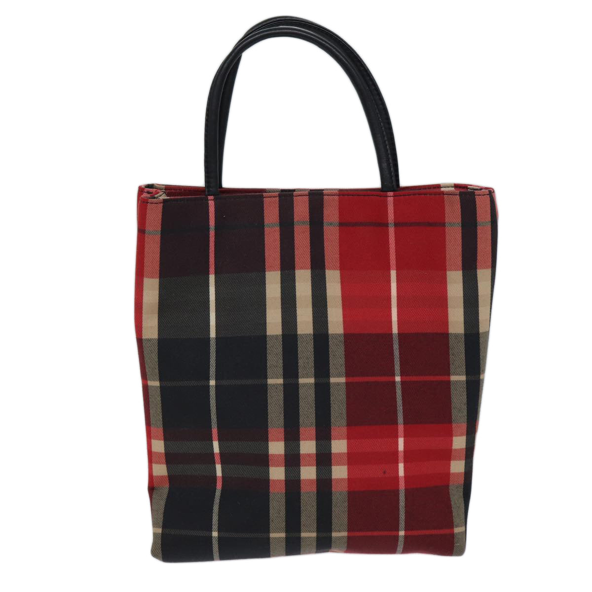 BURBERRY Nova Check Hand Bag Canvas Red Black Auth ki4392 - 0