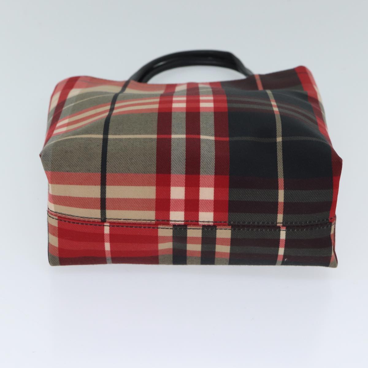 BURBERRY Nova Check Hand Bag Canvas Red Black Auth ki4392