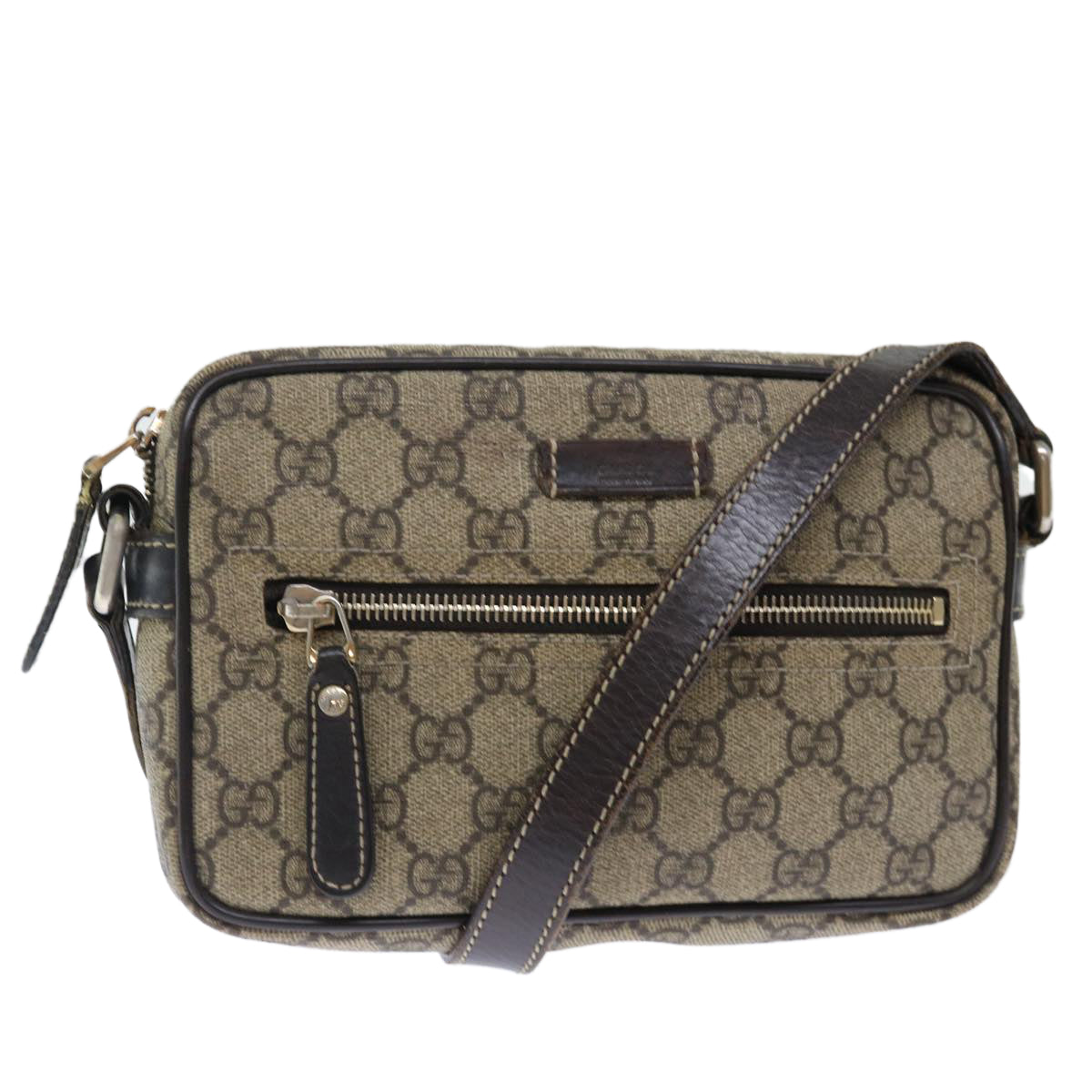 GUCCI GG Supreme Shoulder Bag PVC Beige 201447 Auth ki4395