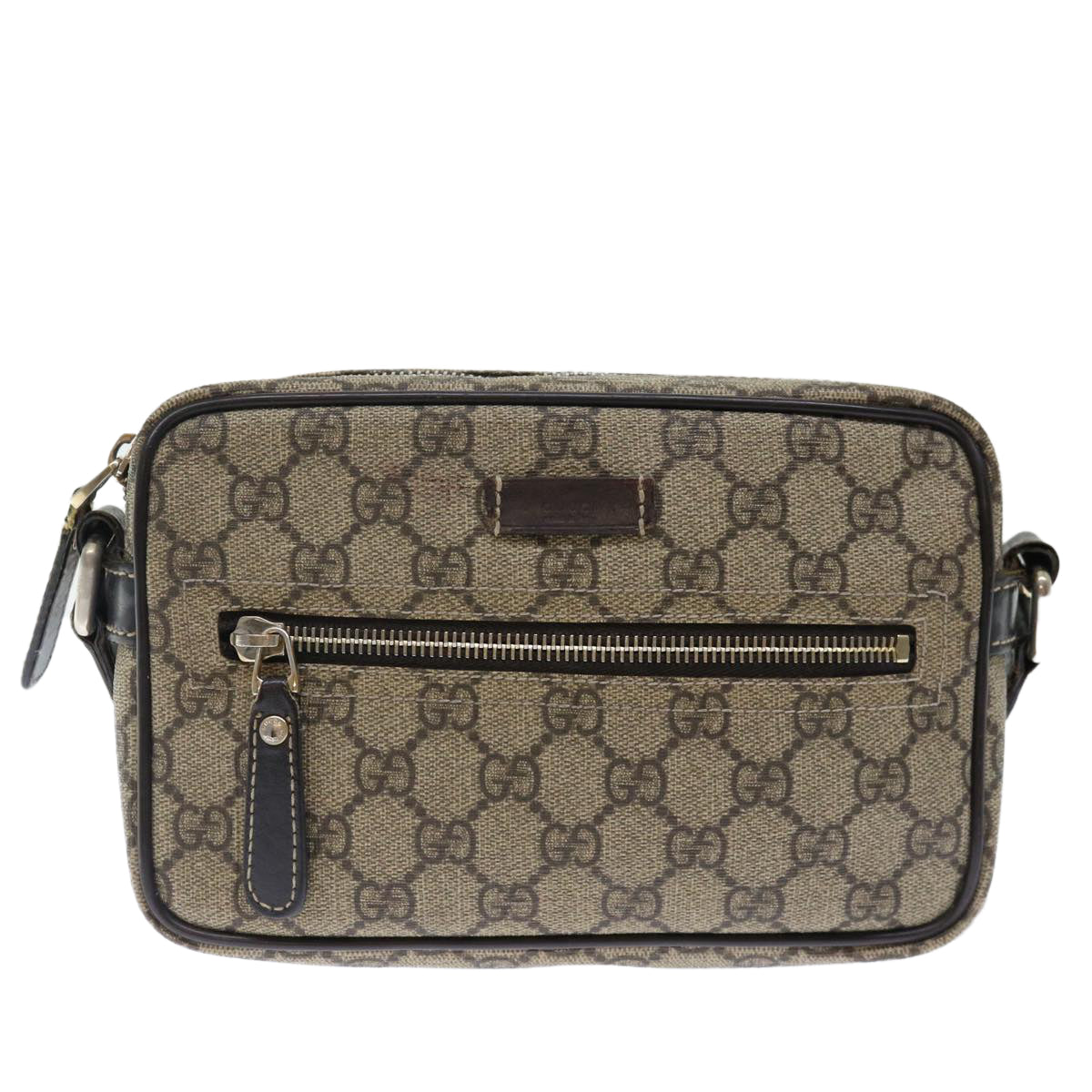 GUCCI GG Supreme Shoulder Bag PVC Beige 201447 Auth ki4395