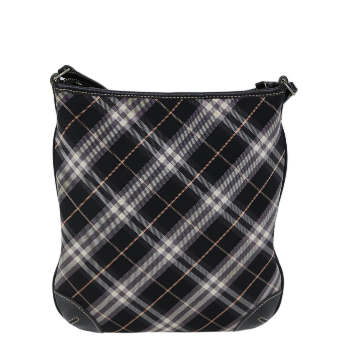 BURBERRY Nova Check Blue Label Shoulder Bag Canvas Black Auth ki4402 - 0