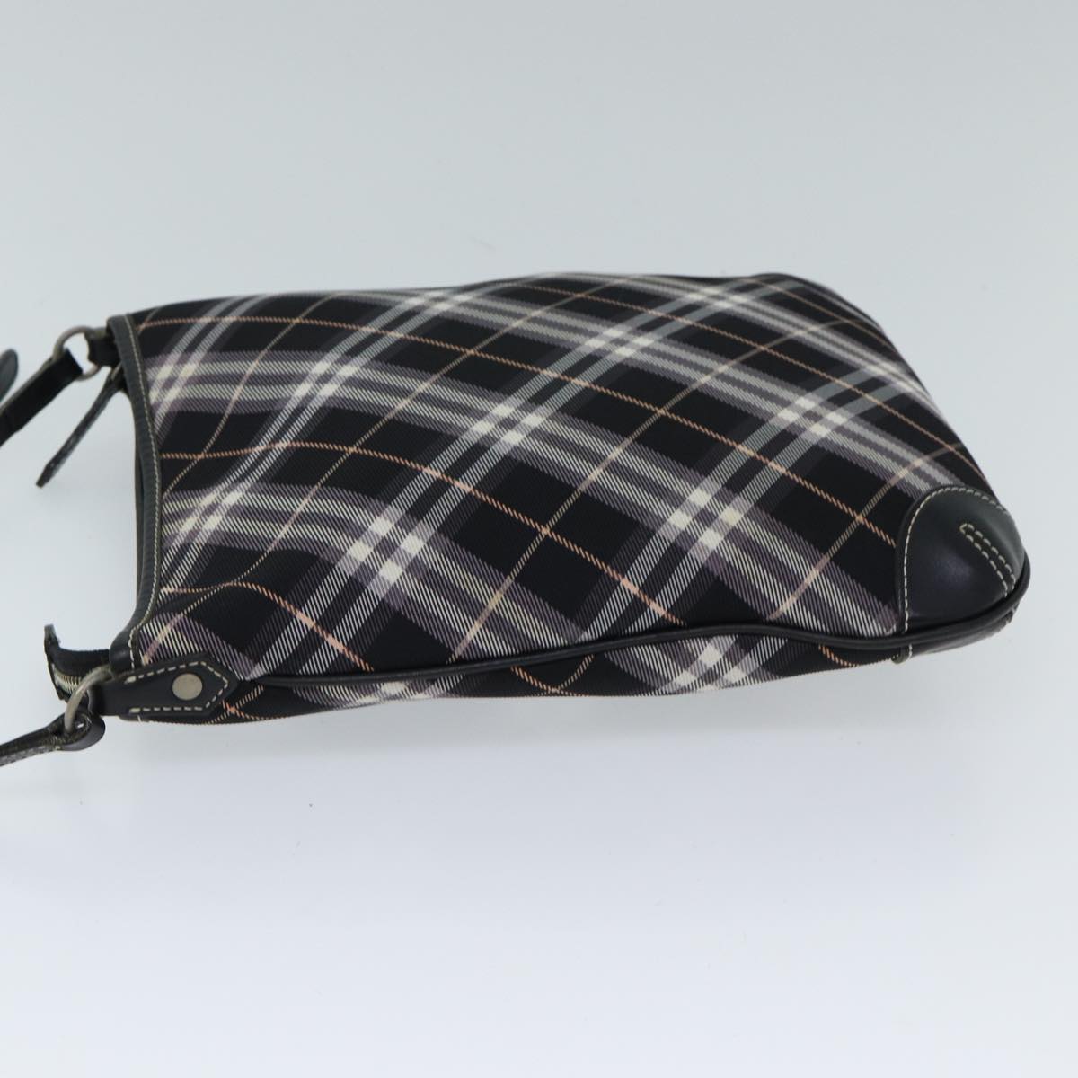 BURBERRY Nova Check Blue Label Shoulder Bag Canvas Black Auth ki4402