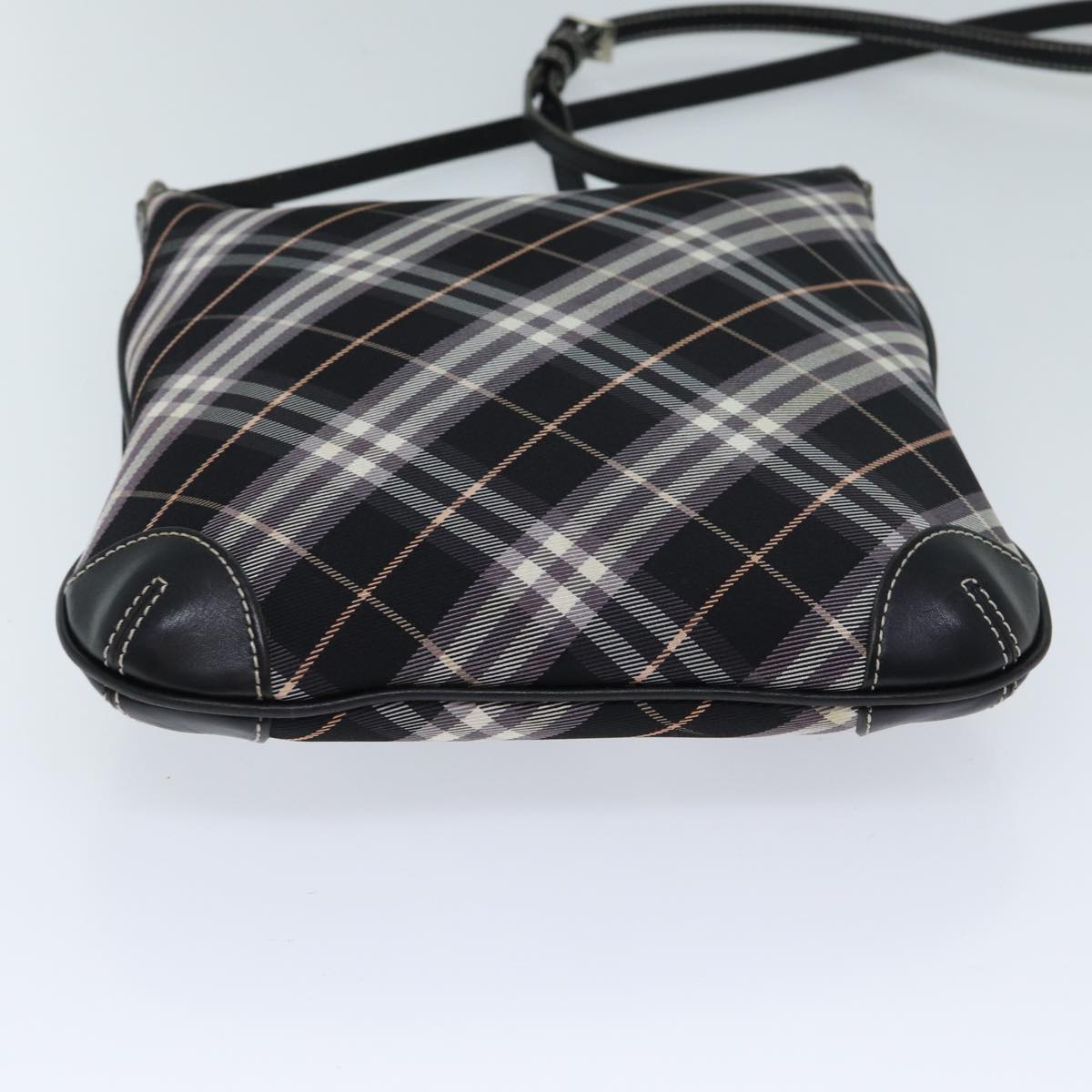 BURBERRY Nova Check Blue Label Shoulder Bag Canvas Black Auth ki4402