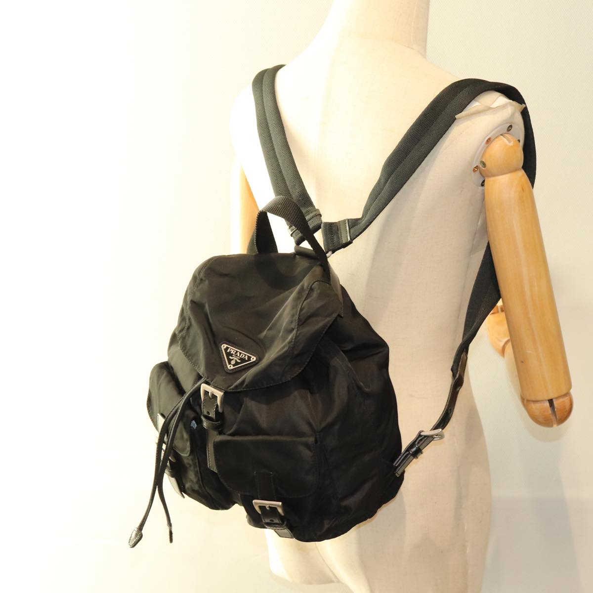 PRADA Backpack Nylon Black Auth ki4408