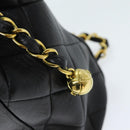 CHANEL Matelasse Chain Shoulder Bag Lamb Skin Black CC Auth ki4411-18