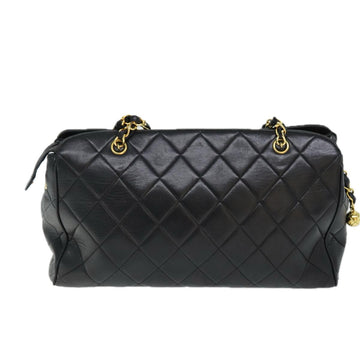 CHANEL Matelasse Chain Shoulder Bag Lamb Skin Black CC Auth ki4411 - 0