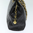 CHANEL Matelasse Chain Shoulder Bag Lamb Skin Black CC Auth ki4411-4